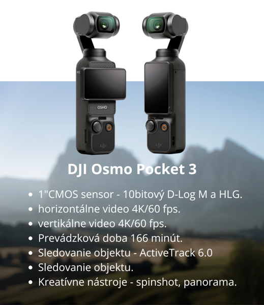 DJI Osmo Pocket 3 - stabilizovaná kamera na vlogovanie, profesionálne natáčianie, cestovateľov. 4K rozlíšenie a active track|Xtreme.sk
